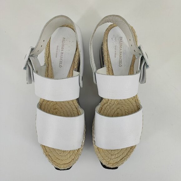 Paloma Barcelo Women's White Leather Strap Sandals Size 5.5US / 36 EU - Picture 4 of 10